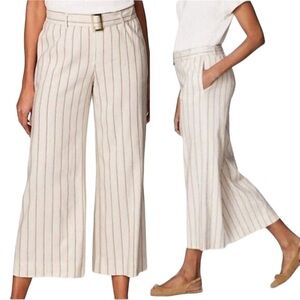 J. Jill Linen Stretch Jenna Crop Pants Striped Wide Leg Size Medium